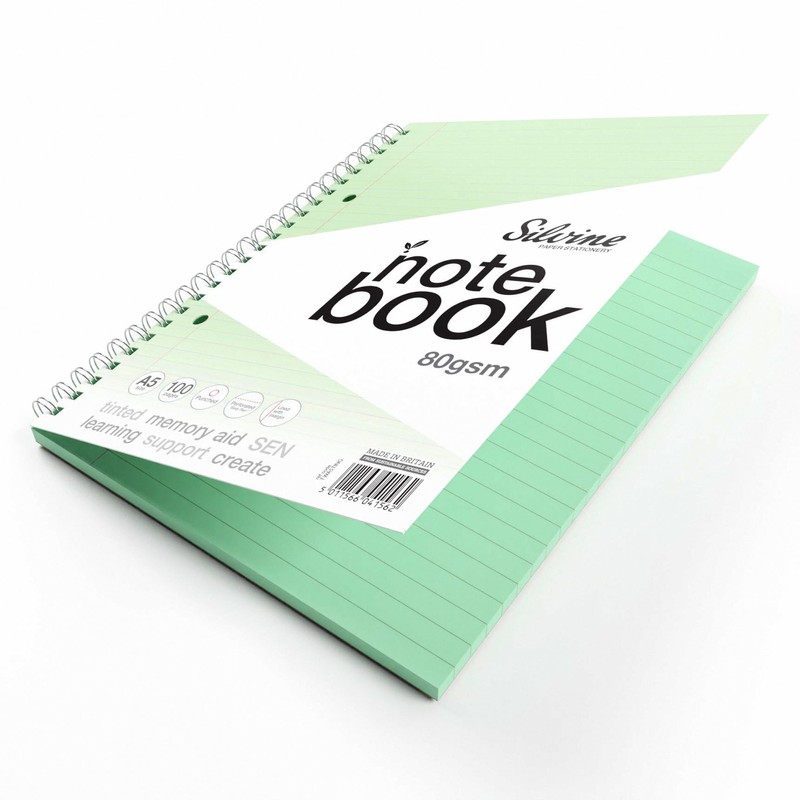 Silvine A5 Blue Paper Dyslexia Notebook | 100 Wirebound Pages,