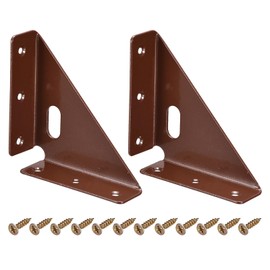 DTGN 86mm x 86mm Angle Corner Bracket - 2Pack - Good for Furniture - Cold Rolled Steel Braces Joining Support with Screws - Brown