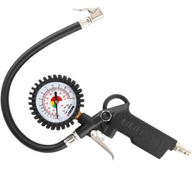 TECPO Compressed Air Tyre Inflation Gun, 0-12 Bar / 0-170 PSI, Precise Pressure Gauge Diameter 75 mm, 350 mm Hose, Ergonomic Trigger Lever, 1/4 Inch Connection, Robust Construction for Workshop and
