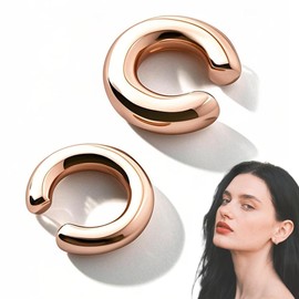 AFCJLTO Ear Cuff for Women CZ Fake Helix Cartilage Earrings Fake Piercing Ear Cuff Earrings Clip Ear Cuff Sparkling Round Huggie Earrings Without Ear Hole (Rose Gold)