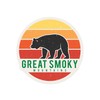 Die Cut Sticker Great Smoky Mountains, Sun and Black Bear,