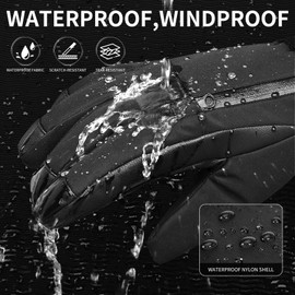 Odtmger Kids' Waterproof Snow Gloves - Touchscreen Mittens, Warm, for Cold Weather & Snowboarding