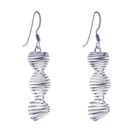 Silverly Women's 925 Sterling Silver Spiral Twist Helix DNA Dangle Earrings