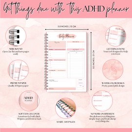 Women's ADHD Daily Planner for Neurodivergent Adults - Productivity Daily Planner & Task Management to Stay Organized and Focused | Pink
