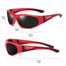 DUCO Kids Sports Style Polarized Sunglasses Rubber Flexible Frame For Boys And Girls K002 Red