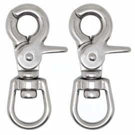 MAMDAFAON Trigger Snap Hooks,316 Stainless Steel Swivel Trigger Clip Hook,Scissor Snaps Hook, Lobster Claw Clips for Cages,Dog Leash,Flag Pole,Key Ring,2Pcs 2.56inch