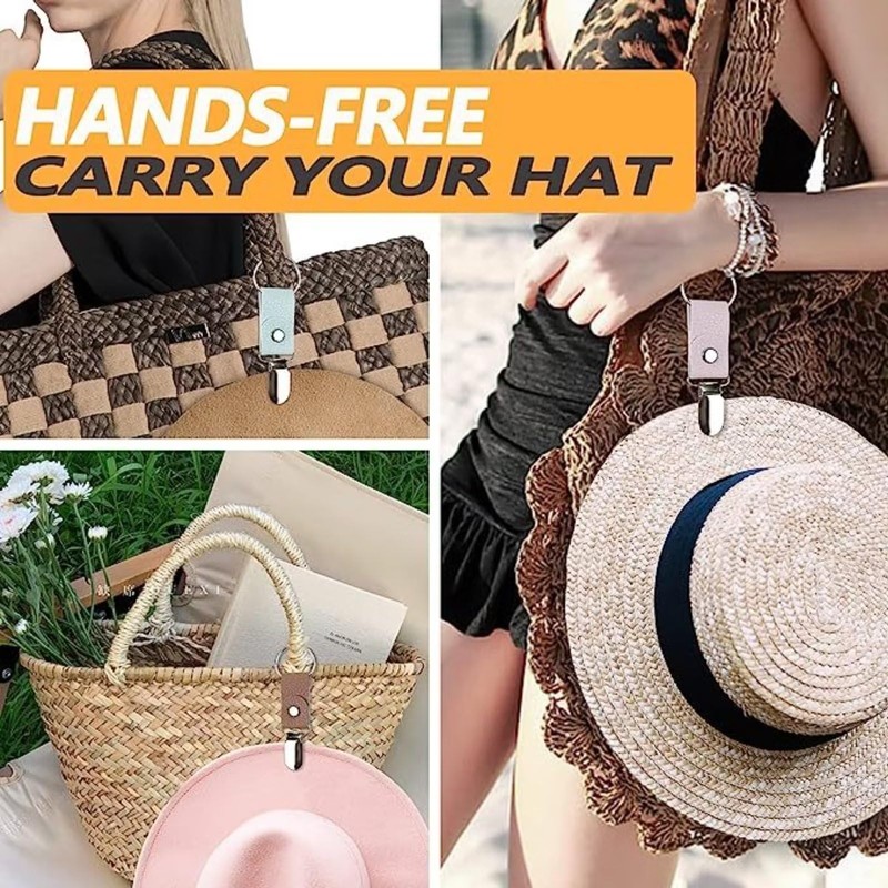 runrayay Run Rui 3pcs Travel Hat Clips, PU Hat Clips,