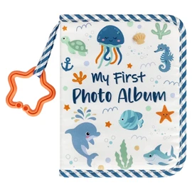 Baby's First Family Album - Soft Cloth Photo Book Gift Set with Baby-Safe Mirror | 5.5x7 Inch Holds 17 Photos Fabric Memory Book for Newborns, Toddlers, Baby Showers