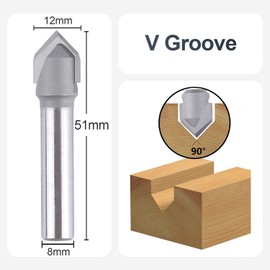 SpeTool Chamfer Cutter 8 mm Shank 90 Degree Engraving Cutter V Groove Cutter CNC Milling Cutter End Mill 12 mm Cutting Diameter Solid Carbide 2 Flutes Engraving Cutter Wood Cutter for Router for Wire