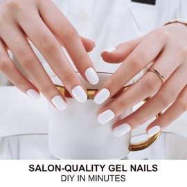 DANNI & TONI Semi Cured Gel Nail Strips (Pure White) Gel Nail Stickers Solid White Gel Nail Wraps 28 Stickers