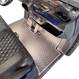 Xtreme Mats Rubber Atlas Compatible Diamond Design Full Coverage Floor Mat Liner for Golf Carts OEM Flooring Protection Golfcar Accessory (Grey Trim)