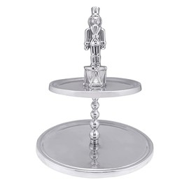 Mariposa Nutcracker 2-Tiered Server | Silver | Brillante | SERVEWARE | Cake Stands & Tiered Servers | Recycled SANDCAST Aluminum | Handmade in Mexico