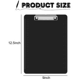 HERKKA 25 Pack Plastic Clipboards, Black, A4 Letter Size, 12.5 x 9 Inch