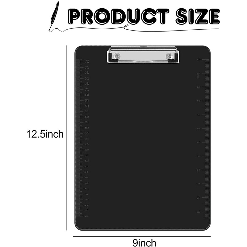 HERKKA 25 Pack Plastic Clipboards, Black, A4 Letter Size, 12.5