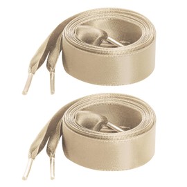 Marrywindix 2 Pairs 47" Flat Satin Ribbon Shoelaces Khaki Silk Shoestrings Wide Shoe Laces for Sneakers Skate Shoes Boots Sport Shoes