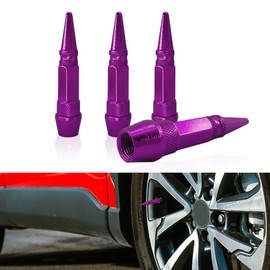 Lyxheth 4PCS 45 mm Spiked Style Tire Valve Stem Caps, Tire Air Caps, Universal Aluminium Alloy Dustproof Tire Valve Stem Covers, Heavy Duty Tire Caps Car Accessories for Cars (Purple, 60mm)