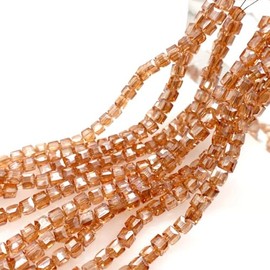 Faceted Glass Beads Crystal Glass Beads Colourful Glass Beads Square Simulated Crystal Beads for Craft Bracelet Jewellery Rings Necklaces Gift, Brown 2 mm Pack of 190