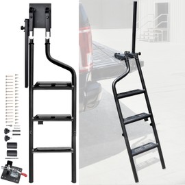 KEWISAUTO Foldable Pickup Truck Tailgate Ladder with Grab Handle, 42" Heavy Duty Universal Folding Tailgate Step Ladder with Handrail for Ford F150, Dodge RAM 1500 etc. Pickup Truck Accessories