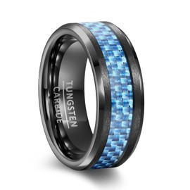 HXNIBATSAR Mens 6mm 8mm Basic Tungsten Carbide Rings Casual Tungsten Wedding Band Rings For Men Brushed Finish Comfort Fit (12, Blue)