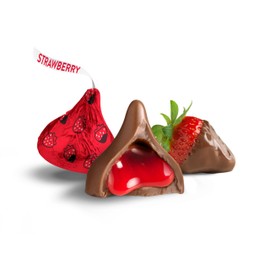 HERSHEY'S KISSES Chocolate Dipped Strawberry Flavored, Valentine's Candy Bag, 9 oz