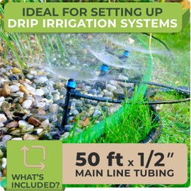 Carpathen 50 FT 1/2 Irrigation Tubing Mainline - Drip Irrigation Tubing Perfect for Push-To-Connect Garden Irrigation System, or as Blank Distribution Hose for Any Gardening Project