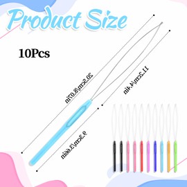 10 Pcs Hair Extension Loop Needle Threader Micro Link Loop Nano Beads Device Pulling Hook Tools Wire Pulling Hook Tool and Bead Device Tool for Hair Feather Extensions Supplies Silicone Beads