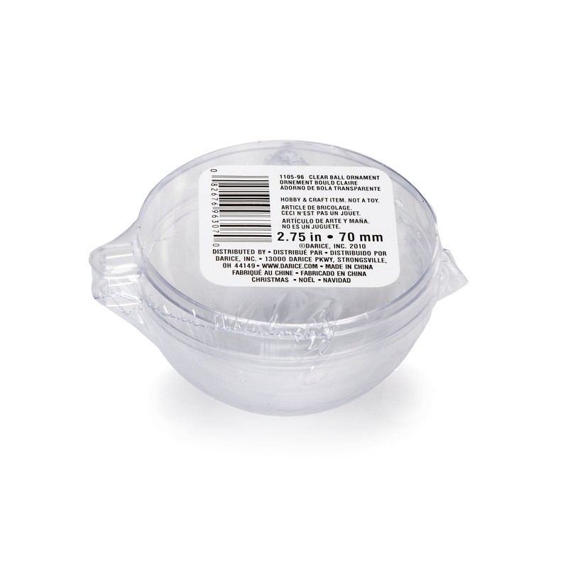 Darice Plastic Ball Ornament, 70mm, Clear -1 Ball