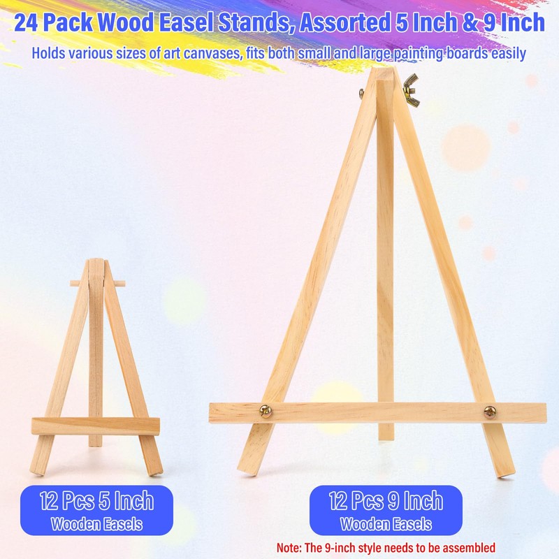 Jupwalz 24 Pack Wood Easels for Painting and Display (9