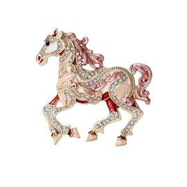 Horse Brooch Pin Horse for Women Men Unique Chinese Zodiac Horse Pin Year of the Horses Animal 2026 Brooch Good Luck Feng Shui Jewelry Gift (Pink)