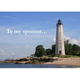 Aquinas Eagle AA Sponsor Thank You Card – Recovery Greeting with Lighthouse Image – Sobriety Appreciation Gift for Mentor or Addiction Recovery Sponsor