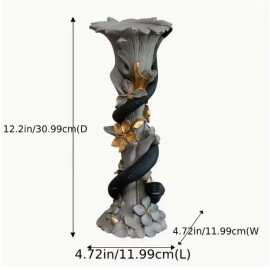 Resin Snake Pillar Candle Holder Set Resin Cobra Candle Stand for Home DecorColor: Gray, Size: One Size