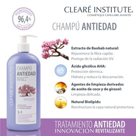 Clearé Institute Anti-Ageing Shampoo Strengthens and Protects Natural Ingredients Reduces Biological Ageing of Hair 400 ml