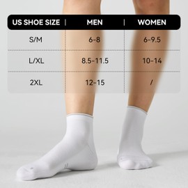 CS CELERSPORT 5 Pairs Ankle Compression Socks for Men and Women Running Athletic Socks, White (5 Pairs), XX-Large