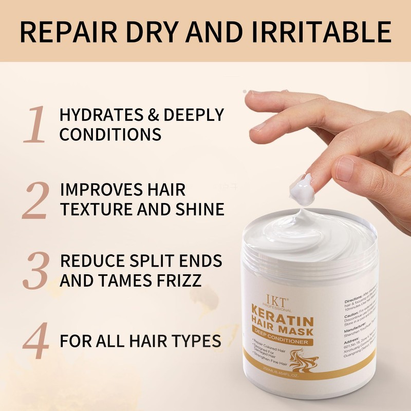 IKT Hair Mask Keratin 250ml, Hydrates & deeply conditionseImproves hoir