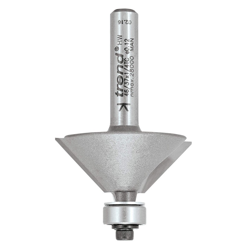 Trend Enterprises 1/4in Shank Bearing Guided 45° Chamfer Cutter 1,1/4in