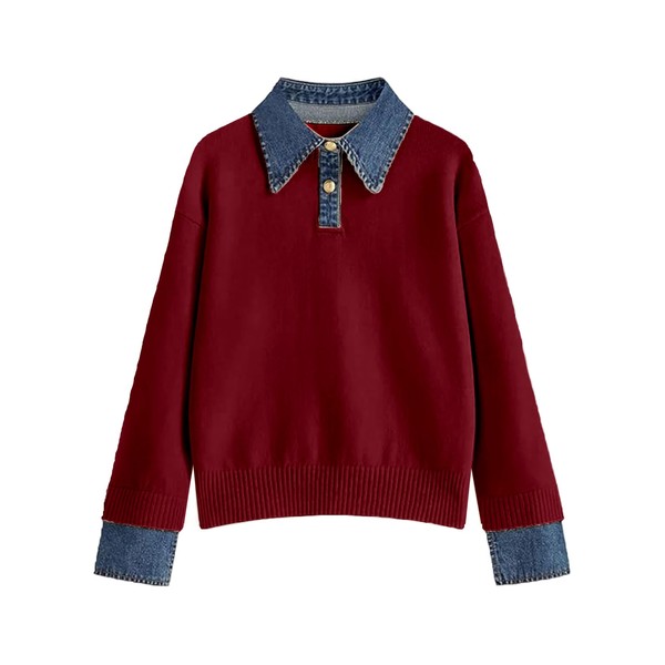 BQDCQB Womens Fall Oversized Long Sleeve Sweaters 2 in 1