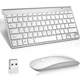 Pantio Teclado y Mouse Inalámbrico, Combo Teclado y Ratón Silencioso con 3 Ajustable dpi, Conexión Inalámbrica 2.4 GHz, Compatible con Windows y Mac OS