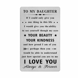 Daughter Birthday Card Gifts from Mom Dad, Daughter Wedding Graduation Engraved Wallet Card Presents