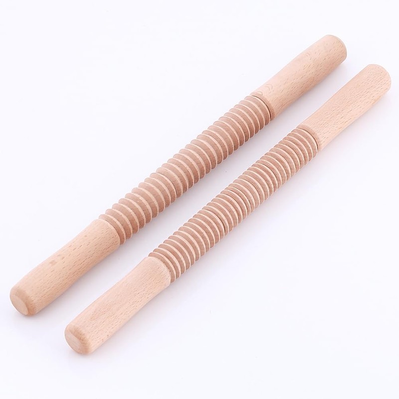 Hemoton Wooden Rolling Pin Cutter Non-Stick Textured Roller Stick for