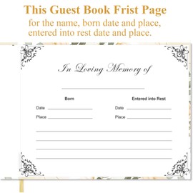 Funeral Guest Book - GuestBook for Memorial & Funeral Services, Guest Sign-in Book & Guestbook Planner, 440 Guests Entries with Name & Address, Memory Book for Funeral Guest Registry, 9" x 7", Flowers