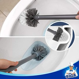 MR.SIGA Cepillo para Inodoro con Soporte, Mango Largo Resistente, Gris, Paquete de 1
