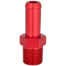 DNA MOTORING FT-1-9003-08-RD 3/8" Npt Male Straight To 1/2" Hose Port Nipple Aluminum Finish Adapter (Red)