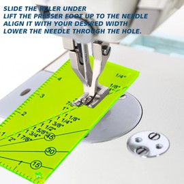 Jonnick Sew Seam Allowance Ruler and Magnetic Seam Guide for Sewing Machine – Perforated Seam Gauge for Perfect 1/8” to 2” Straight Line Hems– Includes 1/4” Pivot Point and 15 30 45 Degree Trim Line