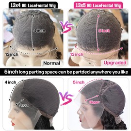 Keshon 13x5 Deep Wave Lace Front Wigs Human Hair 200% Density Deep Wave Frontal Wig HD Transparent Lace Frontal Wigs Human Hair Pre Plucked Natural Color (13x5 deep, 20inch)