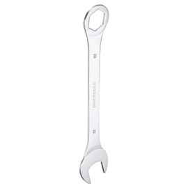 HARFINGTON Thin Combination Wrench Metric 32mm 6-Point Ended Box 15 Degree Offset Open End CR-V Chrome Plated Steel, Silver