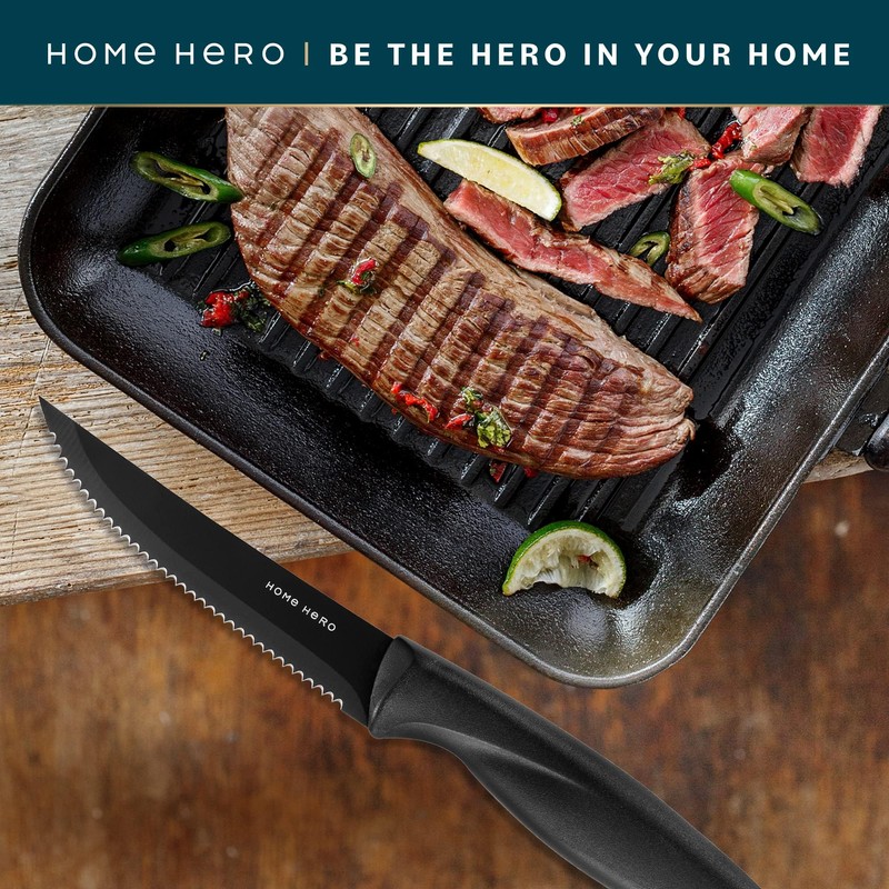 Home Hero Steak Knives Set of 12 - High-Carbon Stainless