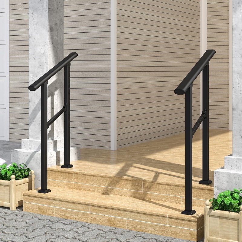 LOVMOR 2 Pack 2 Step Hand Rails for Outdoor Steps,