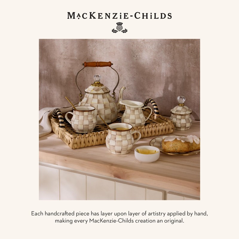 MACKENZIE-CHILDS Enamel Everyday Bowl, Serving Bowl for Entertaining, Medium, Brown-and-White