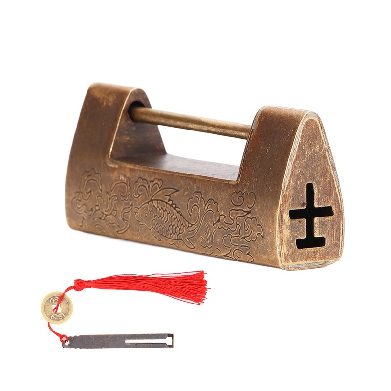 Chinese Antique Lock Spacing 4.3cm/1.7in Brass Chinese Old Style Padlock