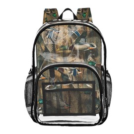 Jucciaco PVC Duck Goose Camo Boys Girls School See Through Bag Clear Transparent Waterproof Backpack